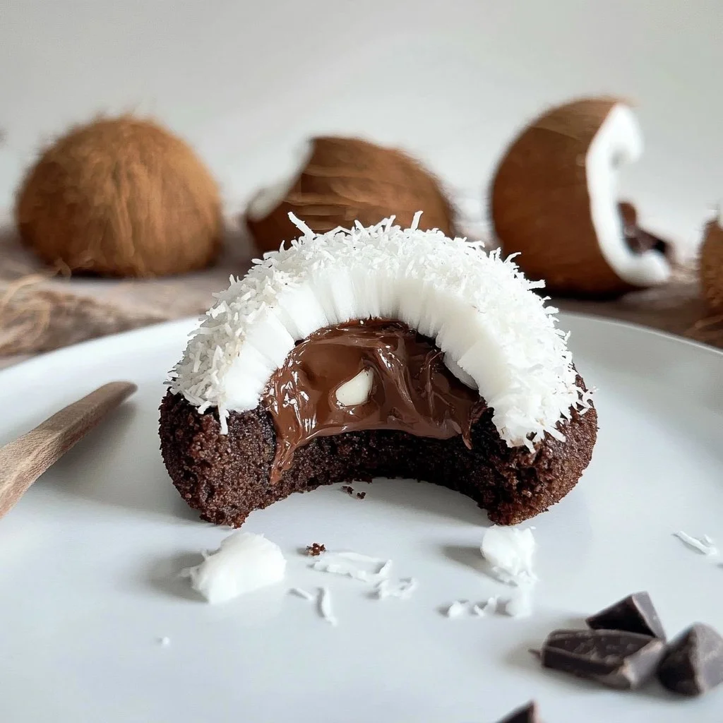 Coconut Dome dessert with rich chocolate spread topping