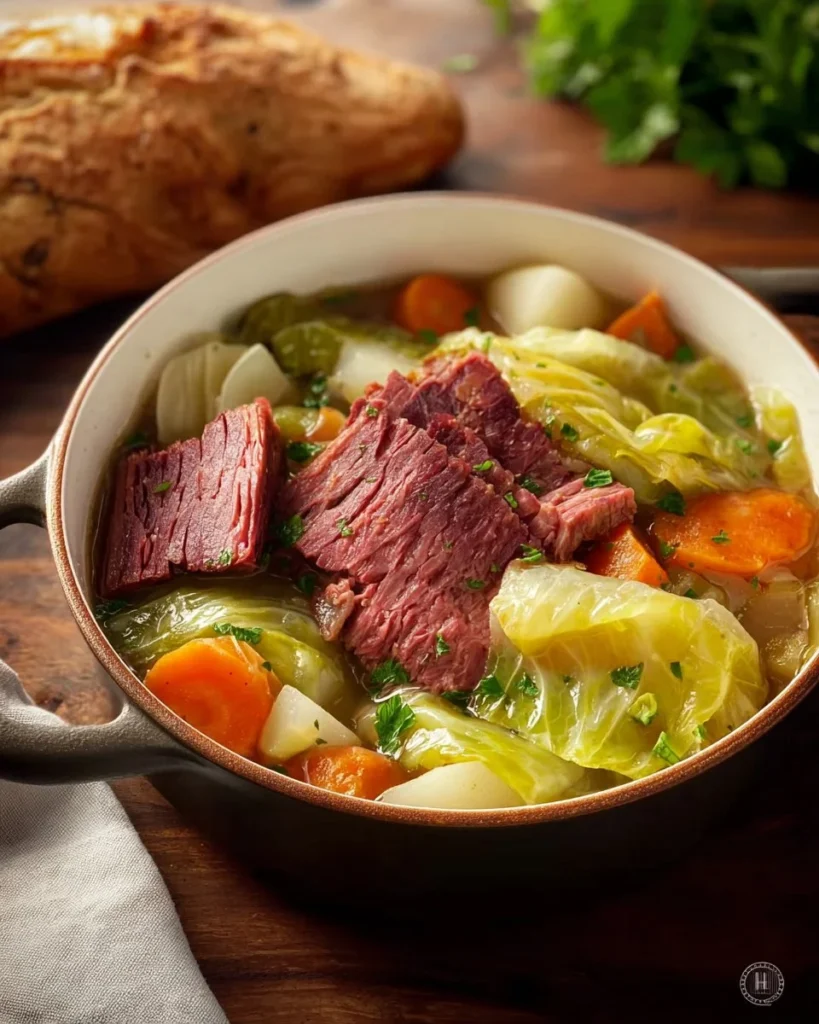 Delicious corned beef and cabbage dish served on a plate
