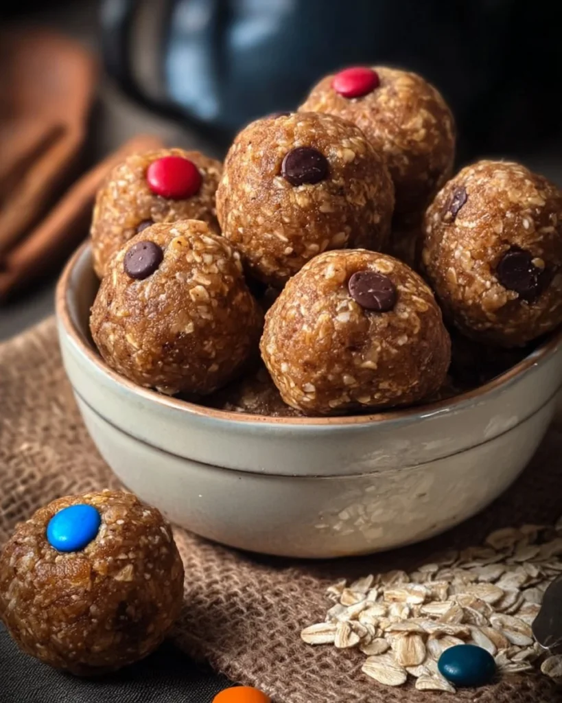High protein energy balls made with oats, nuts, and seeds for a nutritious snack.