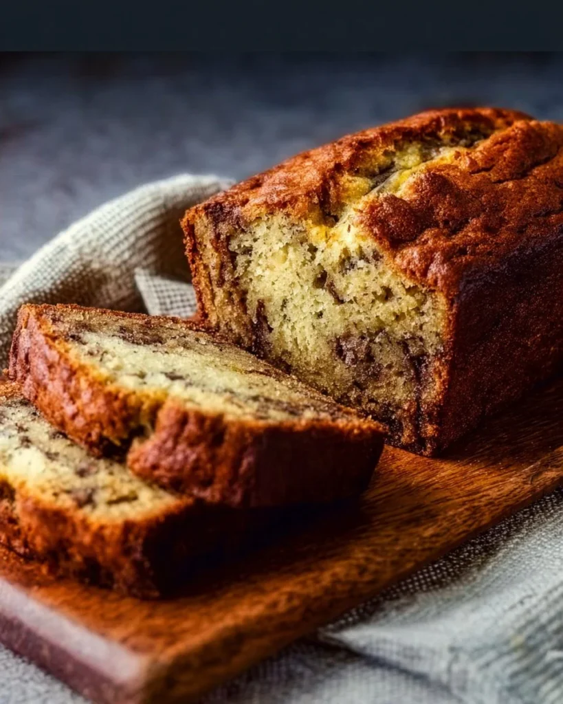 Deliciously moist banana bread fresh out of the oven, perfect for home baking.