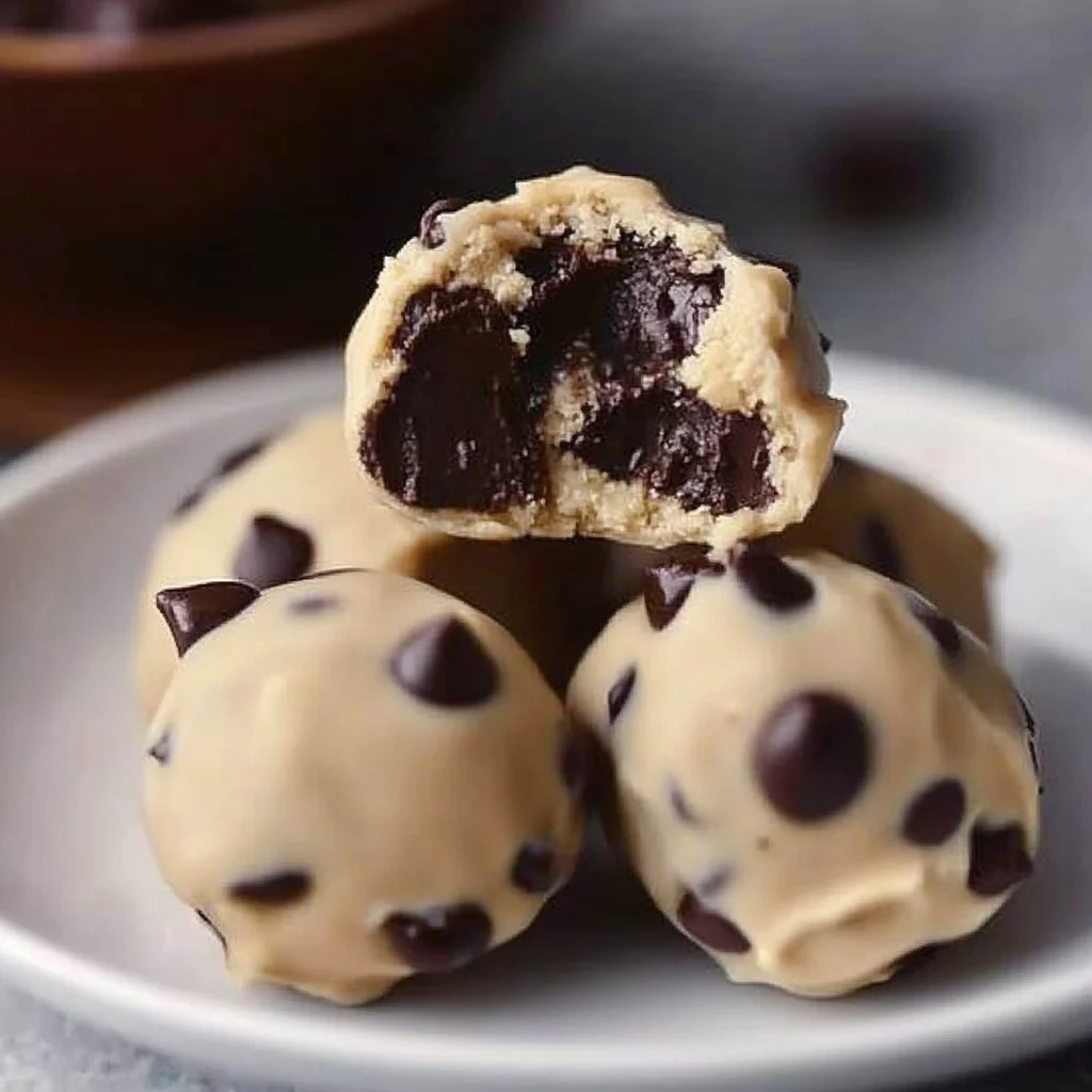 Delicious no-bake cookie dough bites with chocolate chips