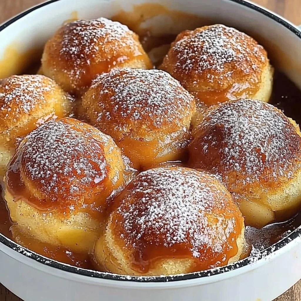 Simple Caramel Apple Pie Bombs topped with caramel sauce and apple slices