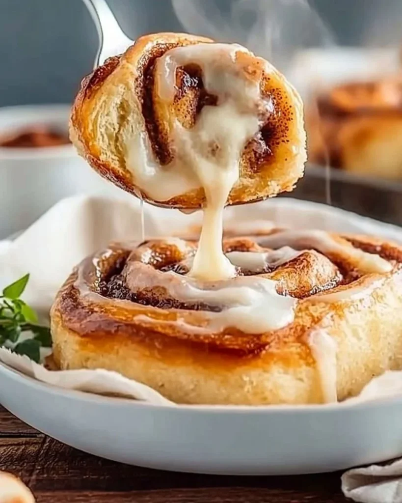 Deliciously fluffy homemade sourdough cinnamon rolls with icing