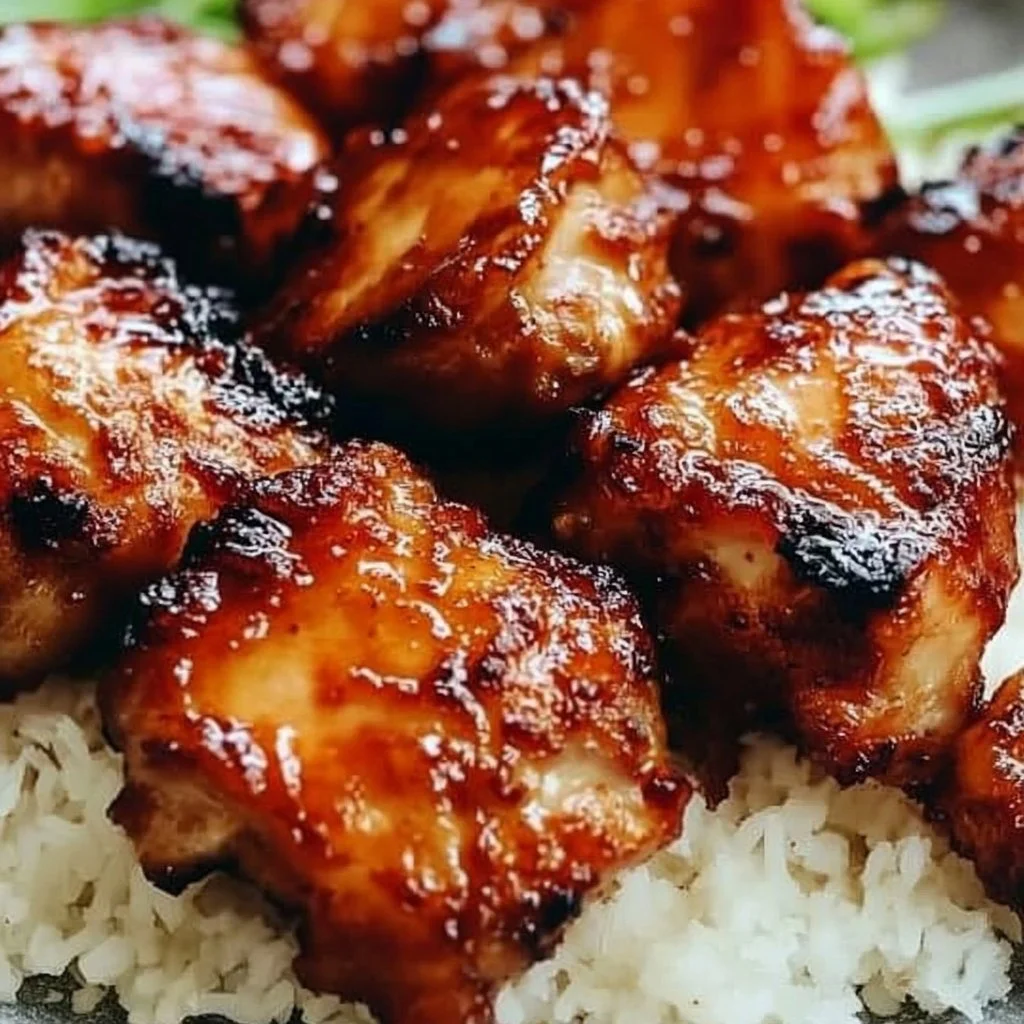 Sticky sweet chili chicken thighs cooked in an air fryer for a tasty meal
