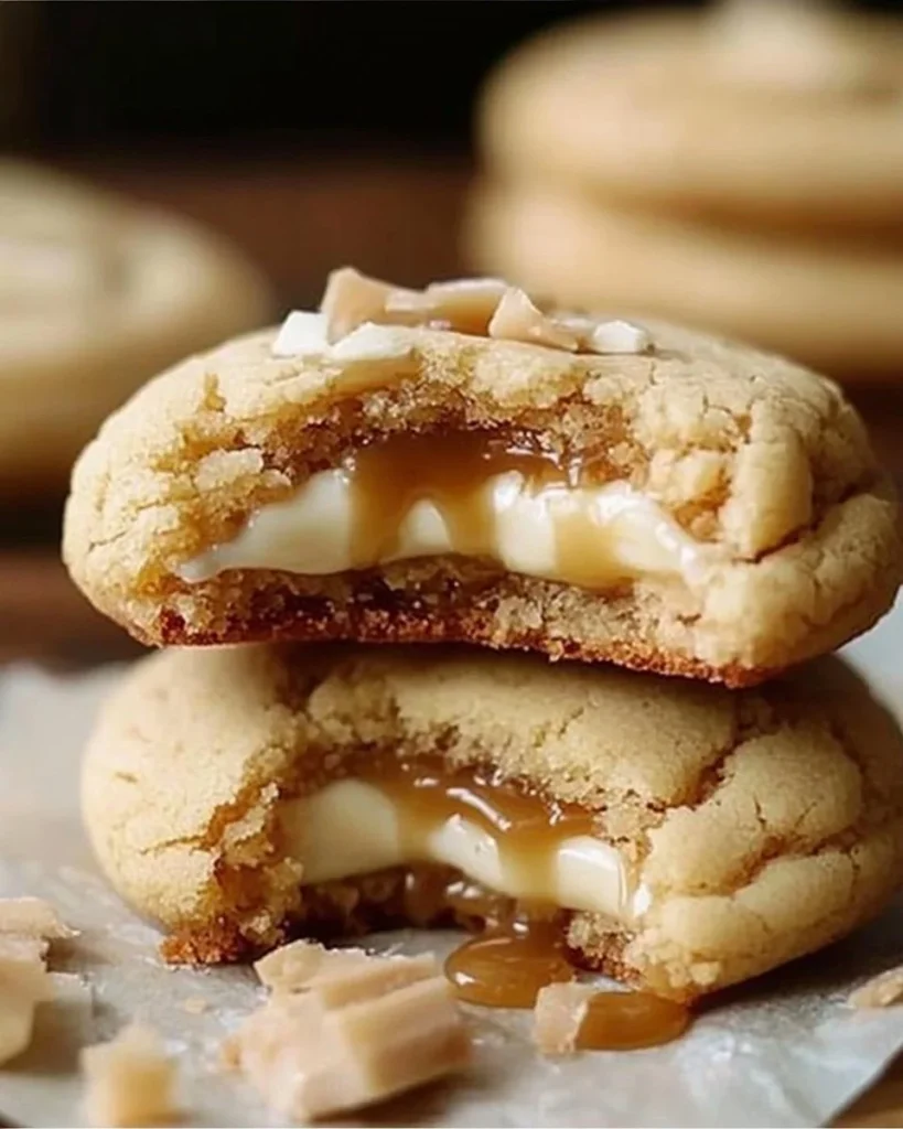 Delicious Caramel Cheesecake Cookies with rich caramel drizzle on top