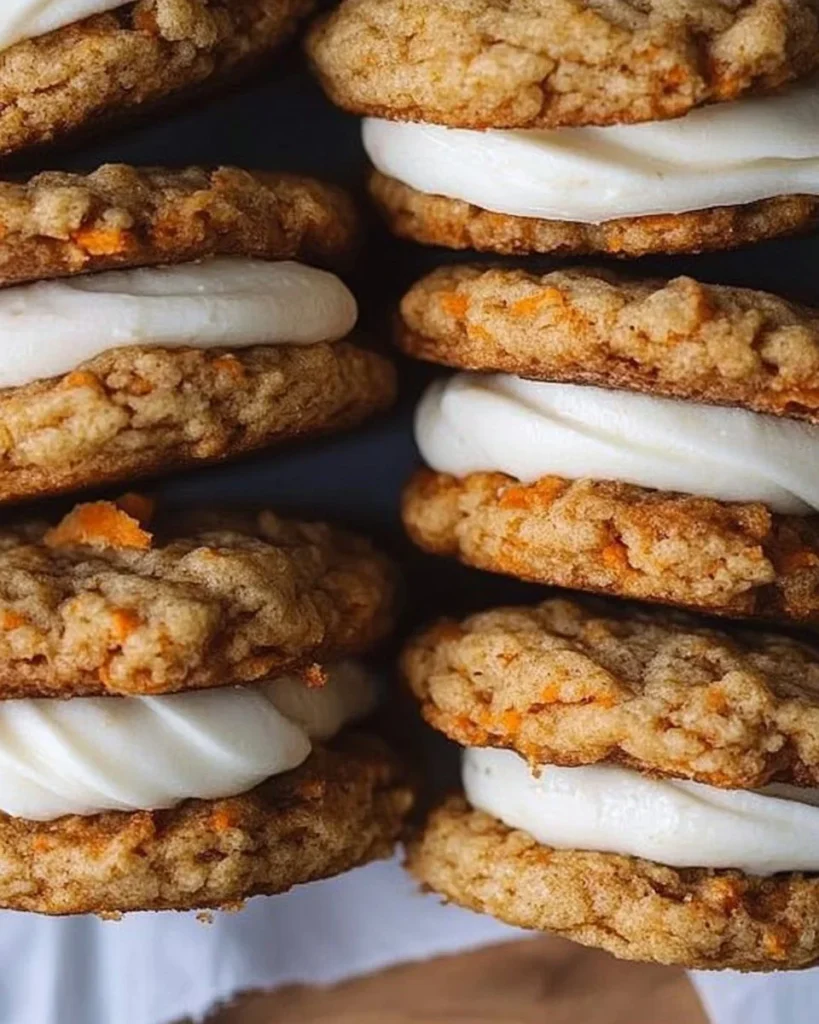 Delicious carrot cake cookie sandwiches with cream cheese filling
