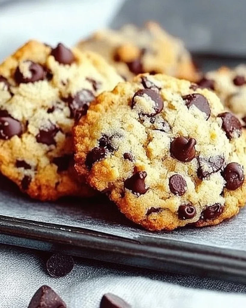 Chocolate Chip and Toffee Shortbread Cookies on a white plate