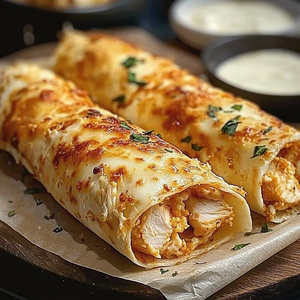 Crispy air fryer chicken and mozzarella wraps on a plate