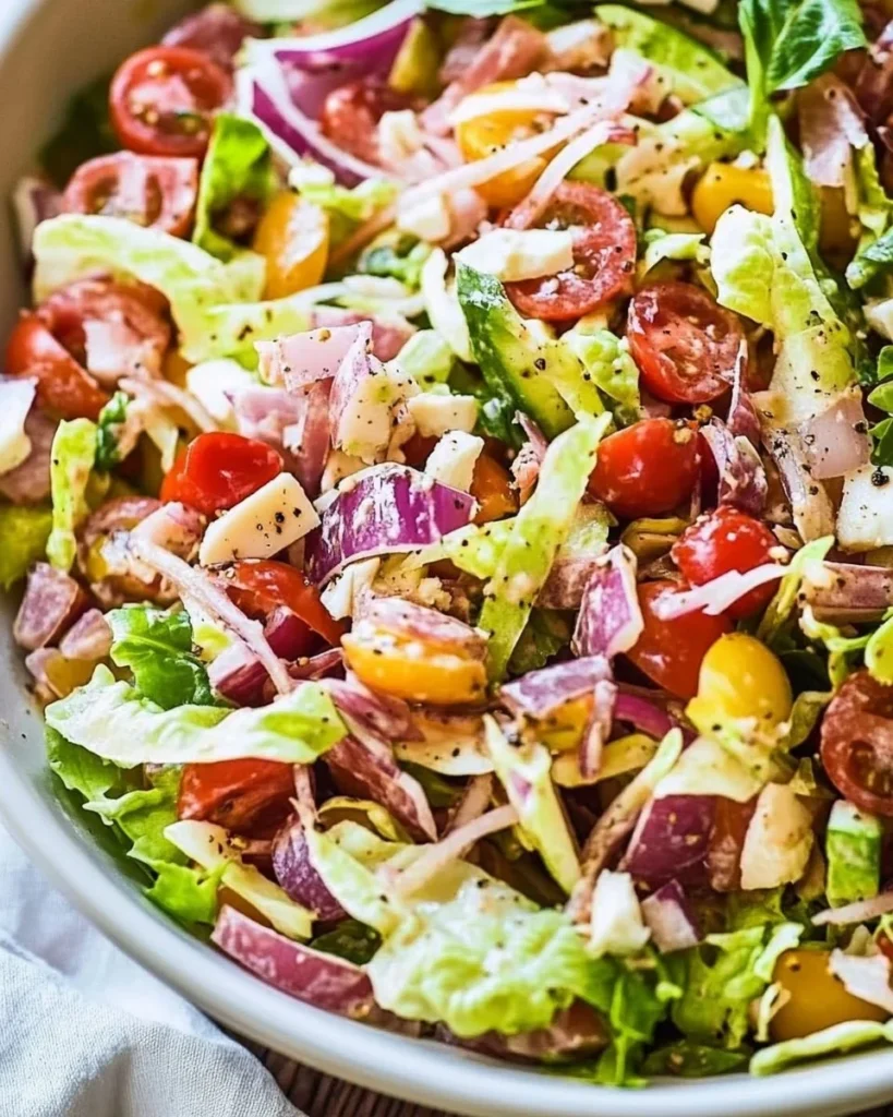 Delicious Italian Chopped Salad with fresh vegetables and herbs