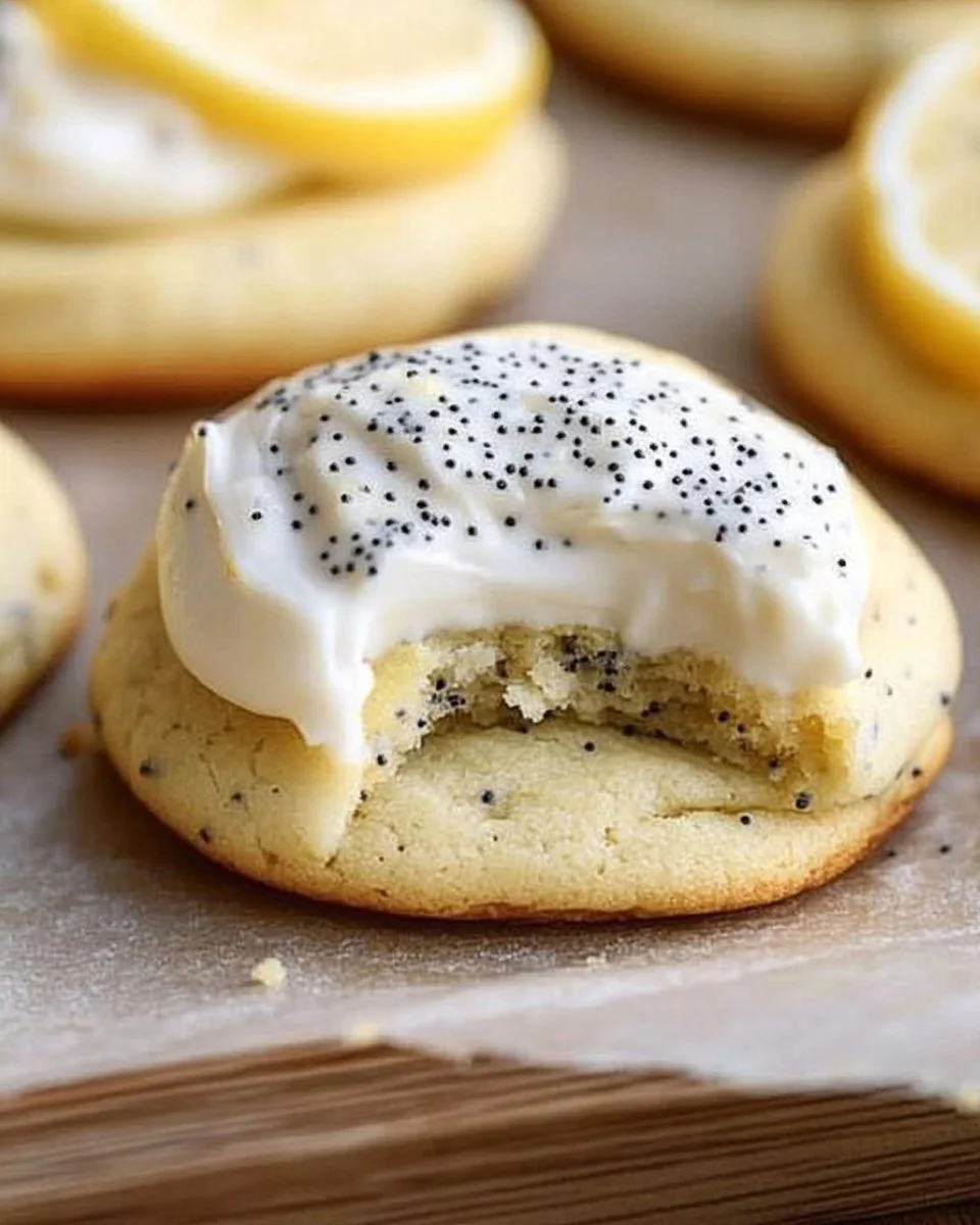 Lemon Poppy Seed Cookies with Cheesecake Frosting