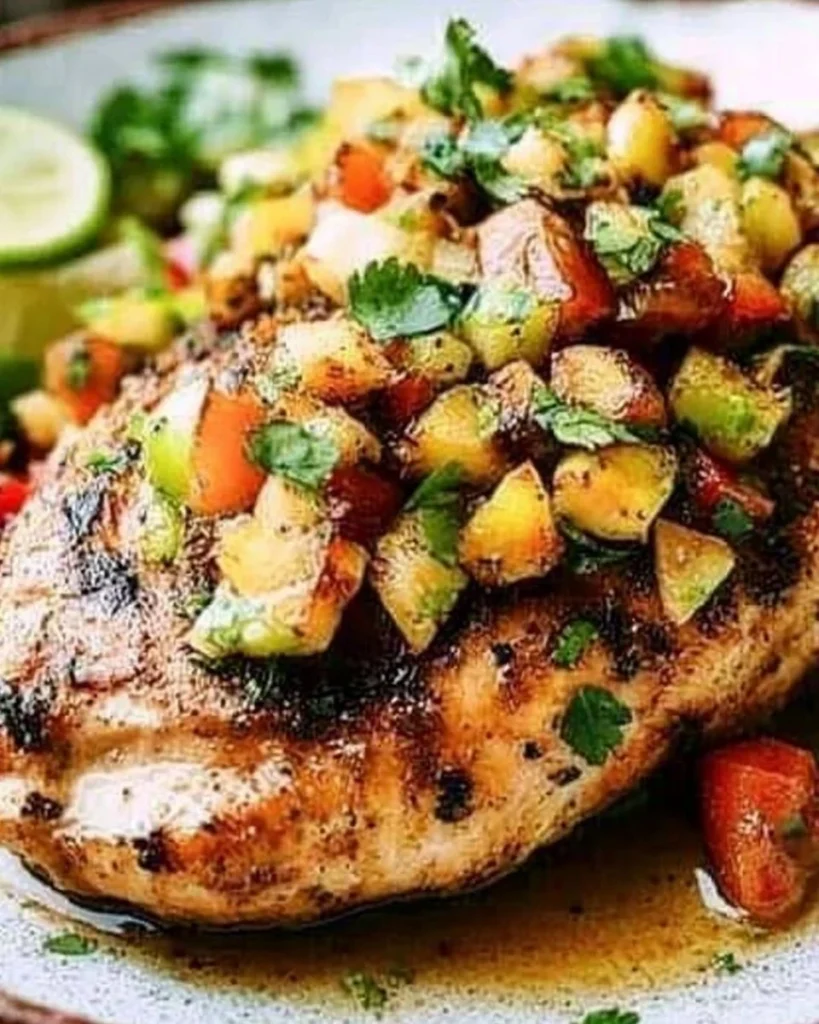 Delicious Lime Fiesta Chicken served with fresh vegetables and lime wedges