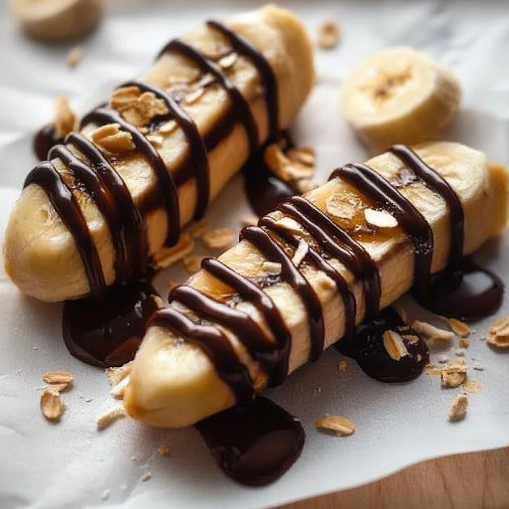 Low calorie Frozen Banana Snickers dessert on a plate