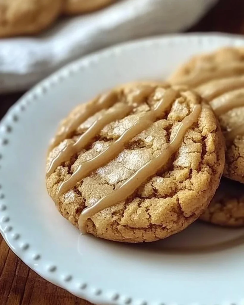 Plate of freshly baked maple brown sugar cookies with a golden brown hue.