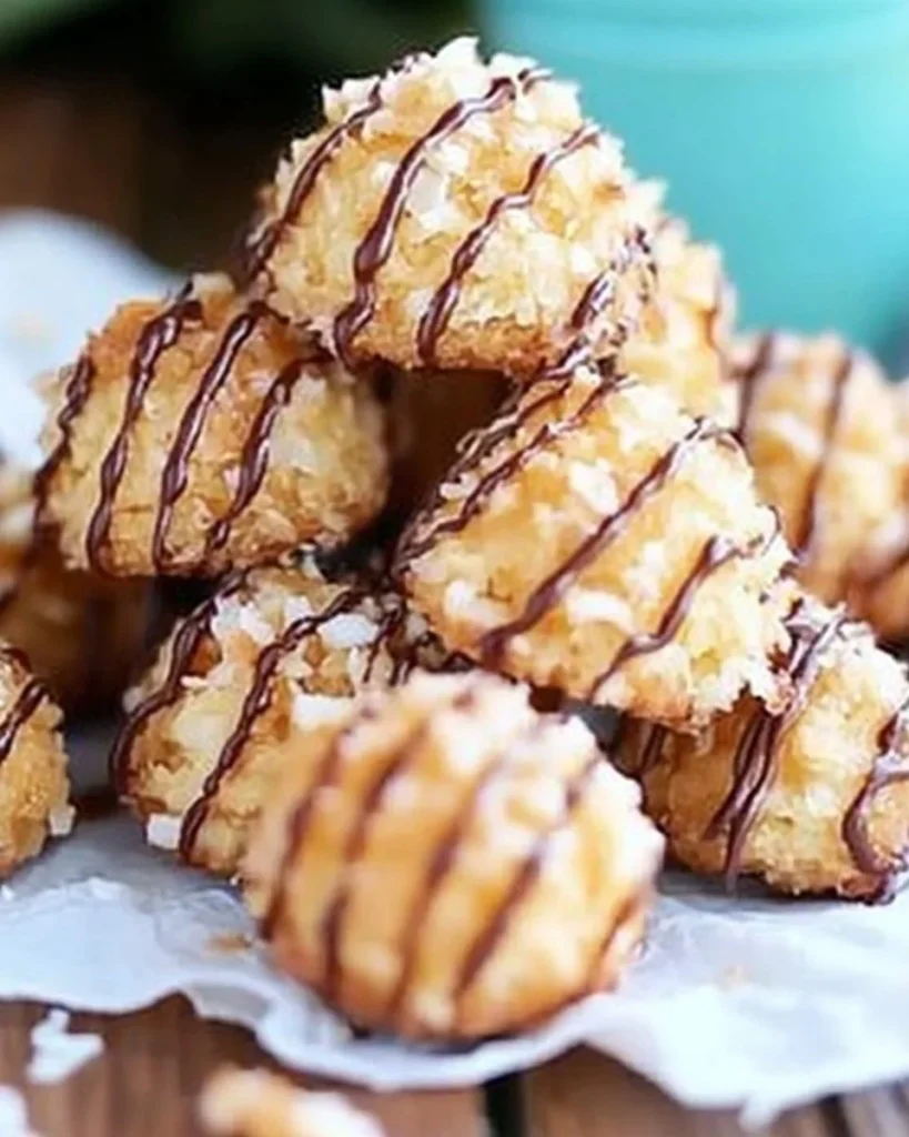 No bake salted caramel coconut macaroons on a plate
