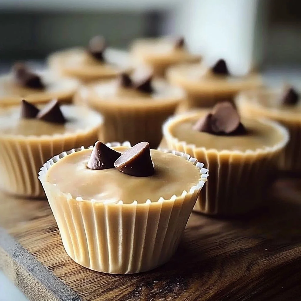 Peanut Butter Greek Yogurt Frozen Cups ready to enjoy, a healthy dessert option.
