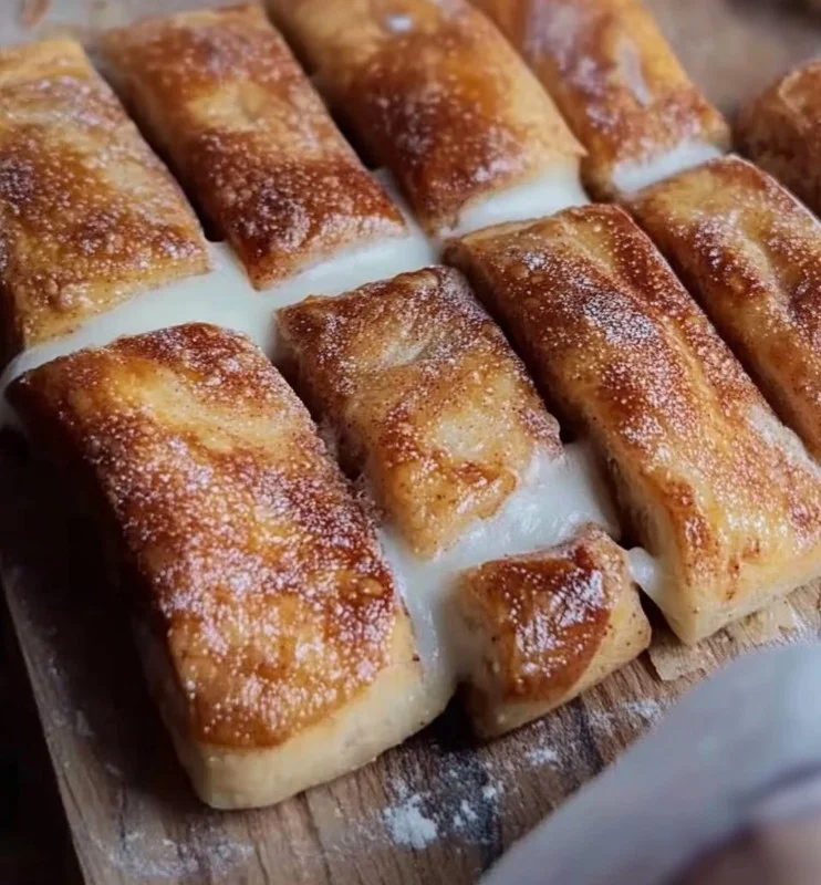 Delicious homemade sourdough cinnamon sticks with a cinnamon sugar topping.