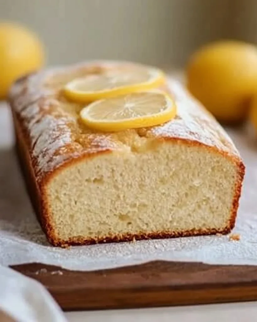 Delicious sourdough discard lemon loaf freshly baked and ready to enjoy.