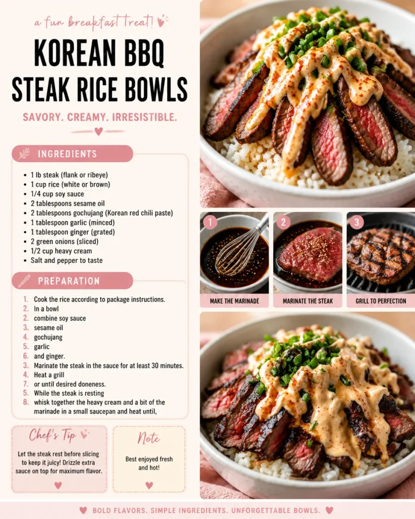 Homemade Korean BBQ steak rice bowls for an easy weeknight dinner