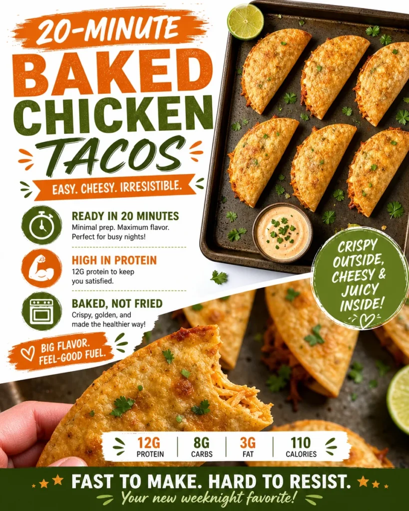 Delicious baked chicken tacos served on a plate for a quick family dinner