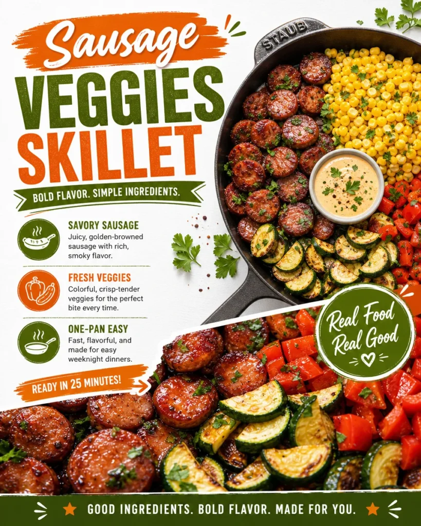 Delicious Sausage and Veggies Skillet for a quick family dinner